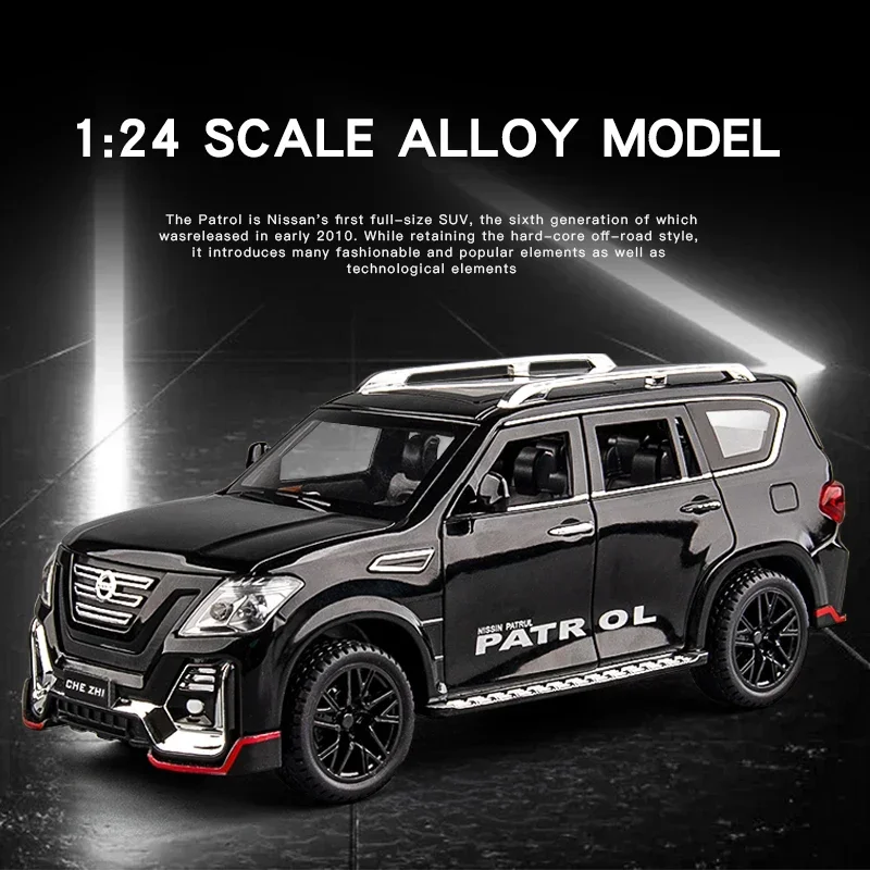 1:24 Nissan Patrol Off-road SUV Alloy Model Car Diecast car Toy Model Collectible Iron Toy Car Sound Light Car For Boys Kids C48