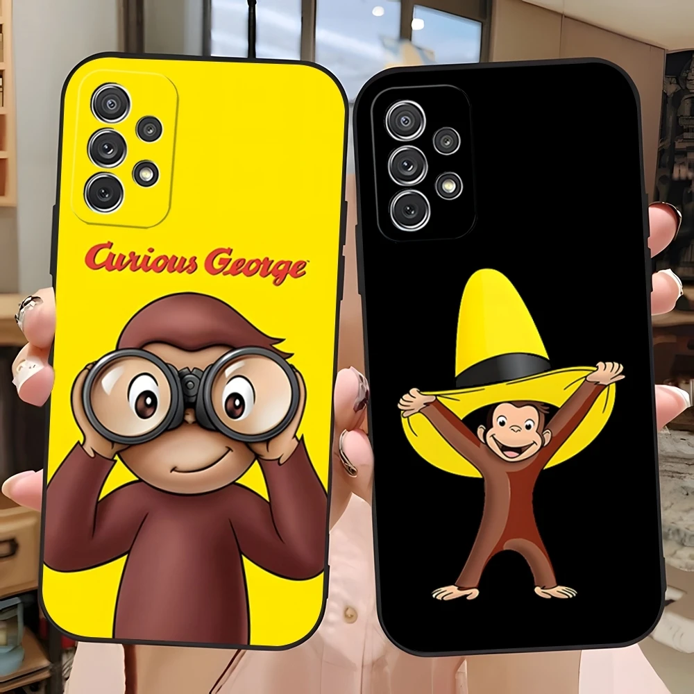 Curious George Monkey Phone Case For Samsung S23 Ultra S24 S22 S20 Fe S21 Plus Galaxy A54 A34 A24 A53 M54 Note 20 Cover