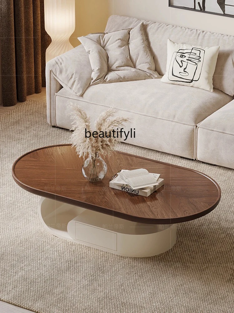 Tea Table Designer Model Minimalist round Arc Edge Anti-Collision Modern Light Luxury Living Room Home Plate Tea Table