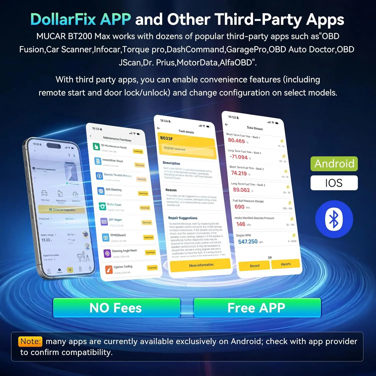 AI-Assisted OBD2 Scanner Bluetooth, ELM327 with Lifetime Updates, CANFD, 15 Resets, iOS & Android
