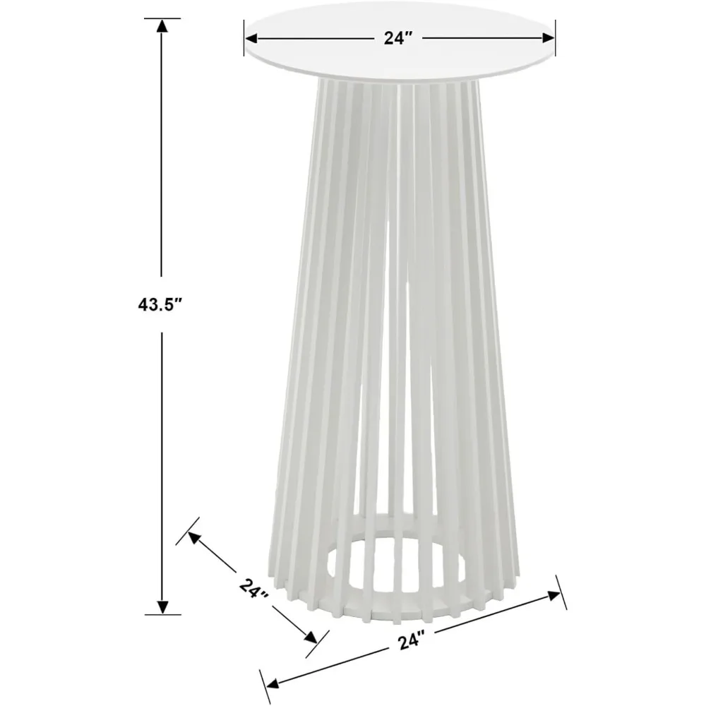 โต๊ะผับทรงกลม โต๊ะค็อกเทลทรงบาร์ โต๊ะหน้าต่างไม้ ท็อปขนาด 24 นิ้ว สูง 43.5 นิ้ว สีขาว