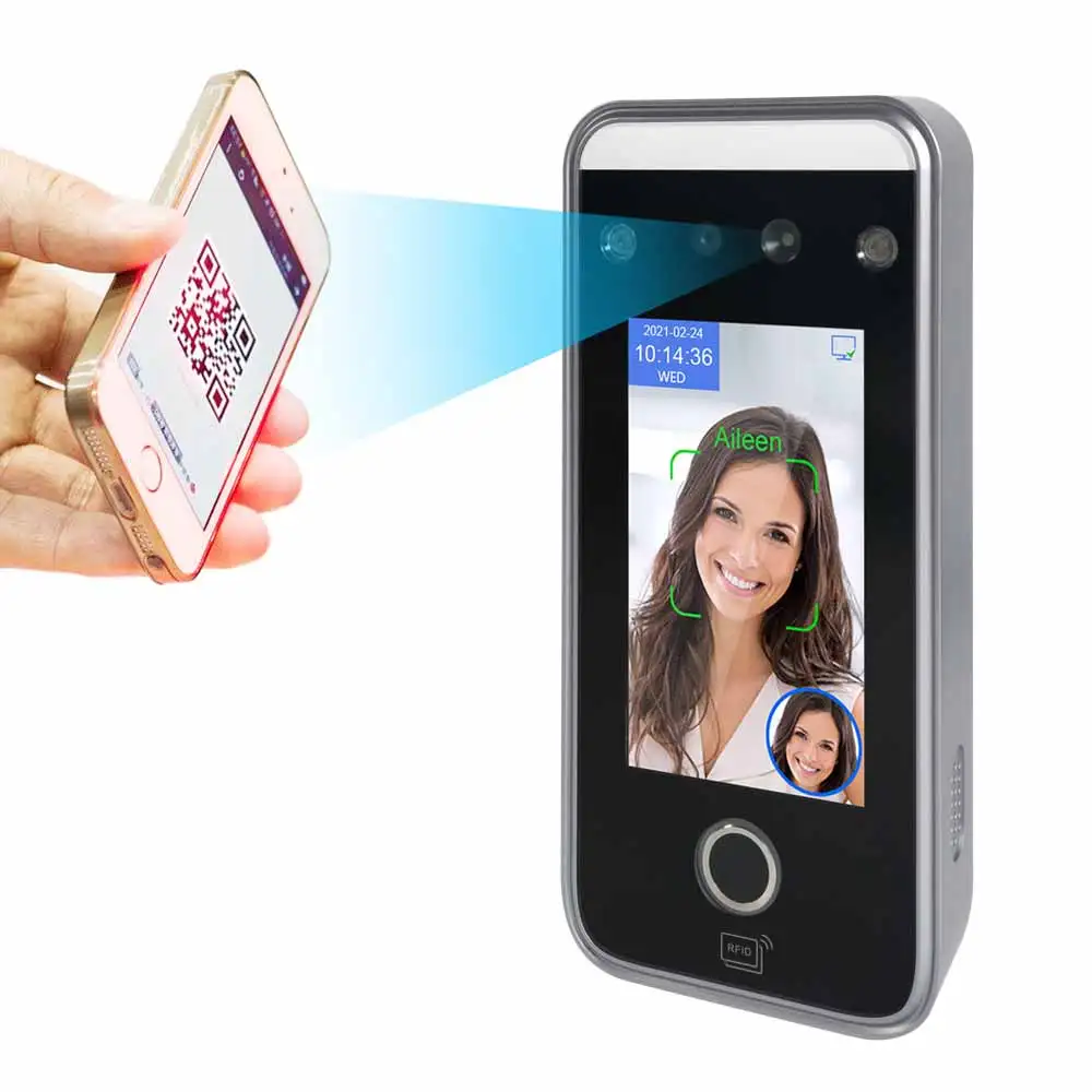 4.3 Inch Access Control Time Attendance Biometric Face Fingerprint Recognition Free SDK Cloud Software Motion Detection Logo