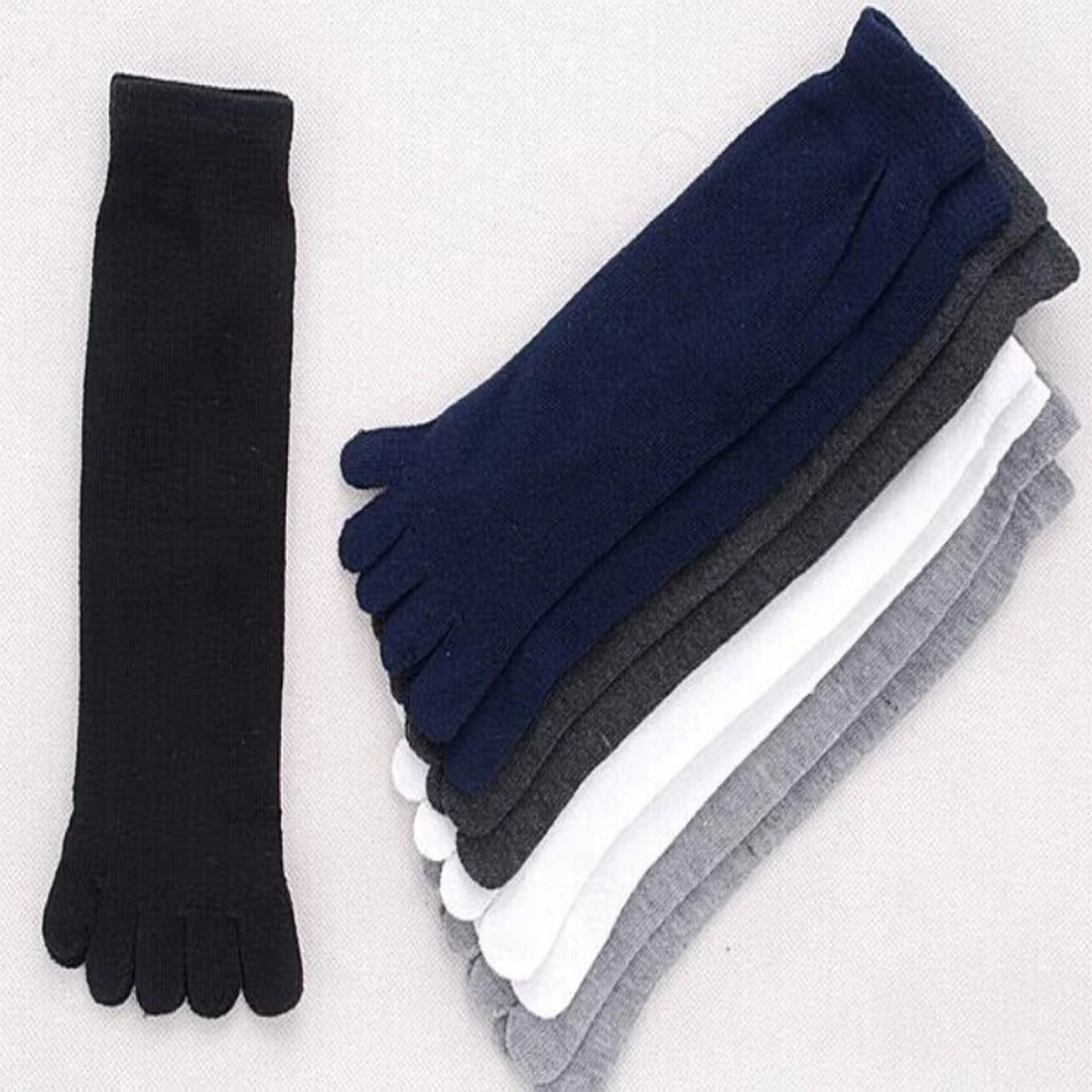 Five Toe Socks Men and Women Five Fingers Socks Breathable Cotton Socks Sports Running Solid Color Black White Grey Blue Coffee