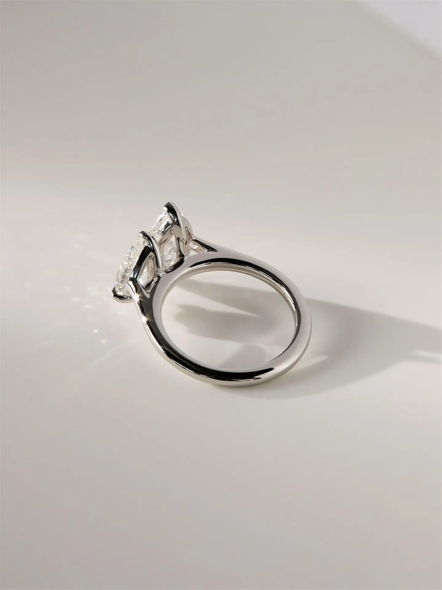 18K Gold Solid Gold Laboratory-Grown Diamond Pear and Marquise Double Stone Engagement Ring, CVD HPHT Platinum Jewelry Customiza