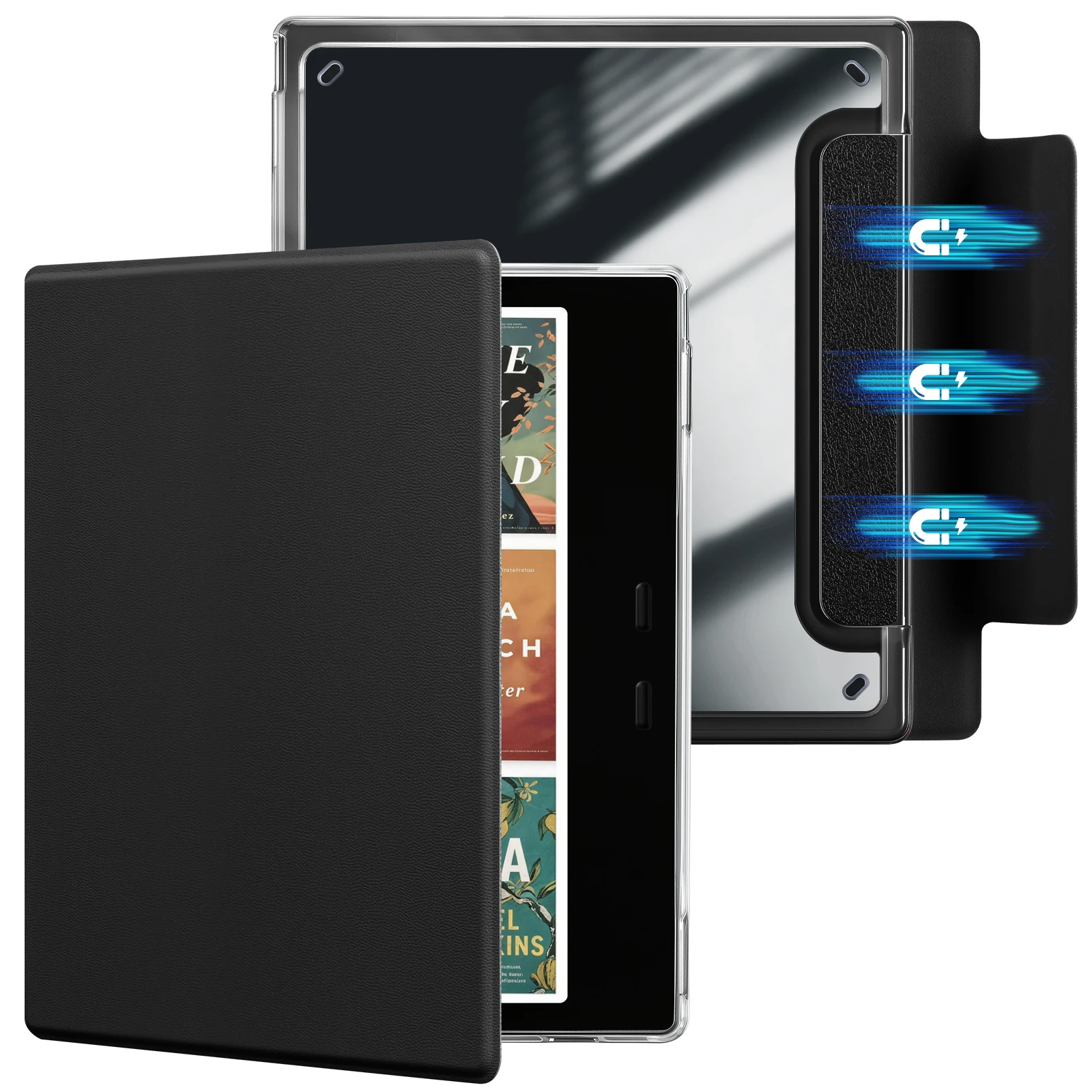 Hülle für Onyx Boox Go 7 Go Color 7" Gen 2 Leaf 3 C 2 Paga Raphael 2 Galileo 3, 7" eBook Flip Book Case Cover mit Acrylrückseite