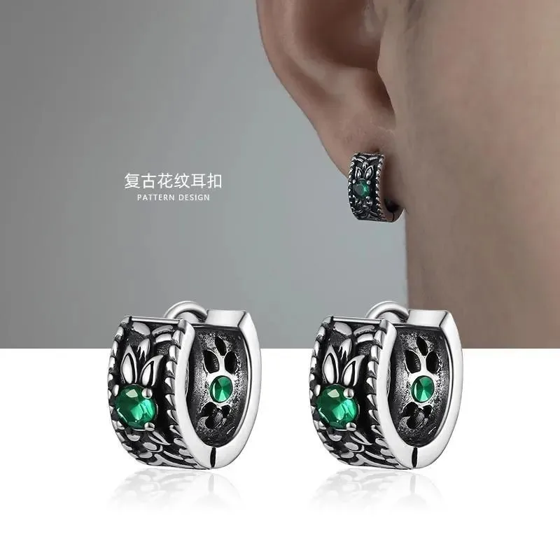 

Earrings for Men's Retro Grandmother Hip-hop Men's Earrings Single High-end Trendy Men's Earrings
