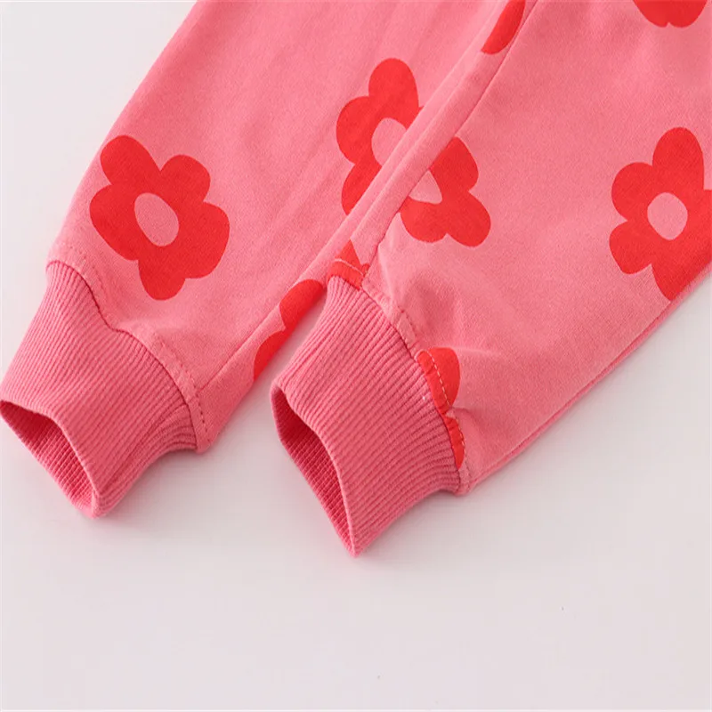 Jumping Meters New Arrival Flowers Print Drawstring Girls Sweatpants Hot Selling Toddler Kids Clothes Floral Toddler Trousers