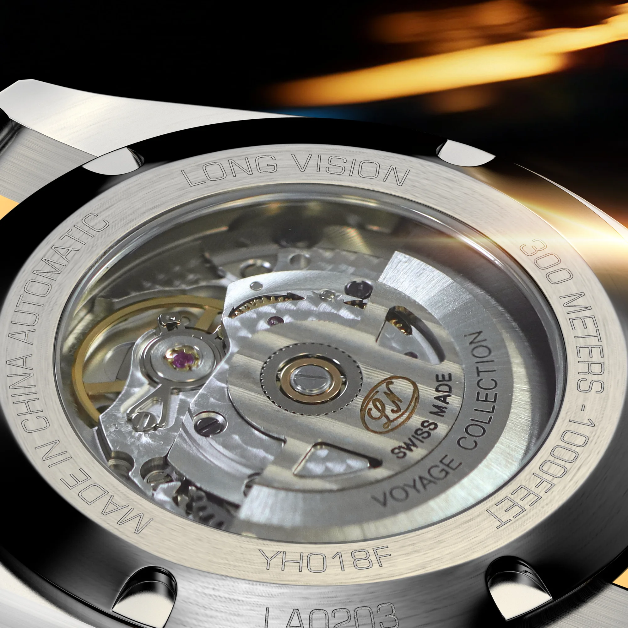 Long Vision Men's Automatic Watch YH018E YH019E Swiss SW200 Movement Wave Dial Luxury Business Diving Mechanical Wristwatch