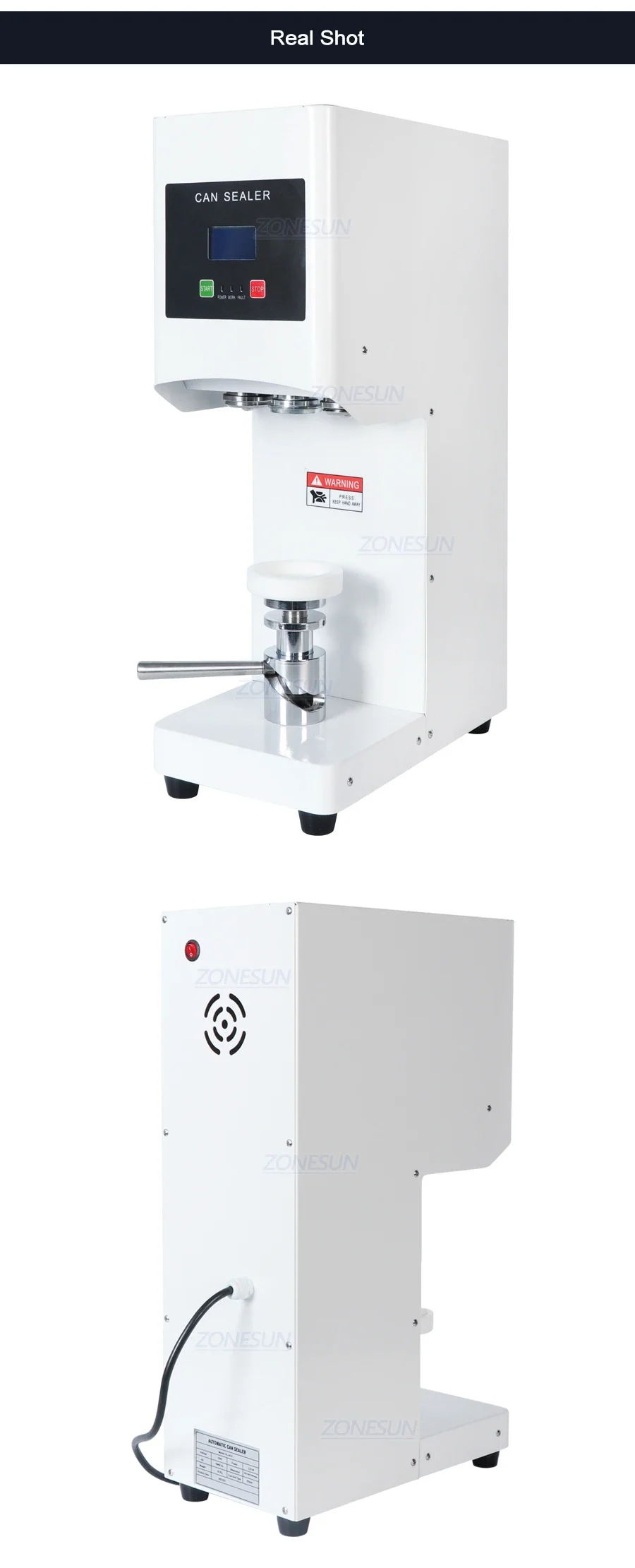 

ZS-FK168 Seaming Aluminum Tin Beer Ring-Pull Cans Automatic Plastic Bottle Cap Induction Can Sealing Machine