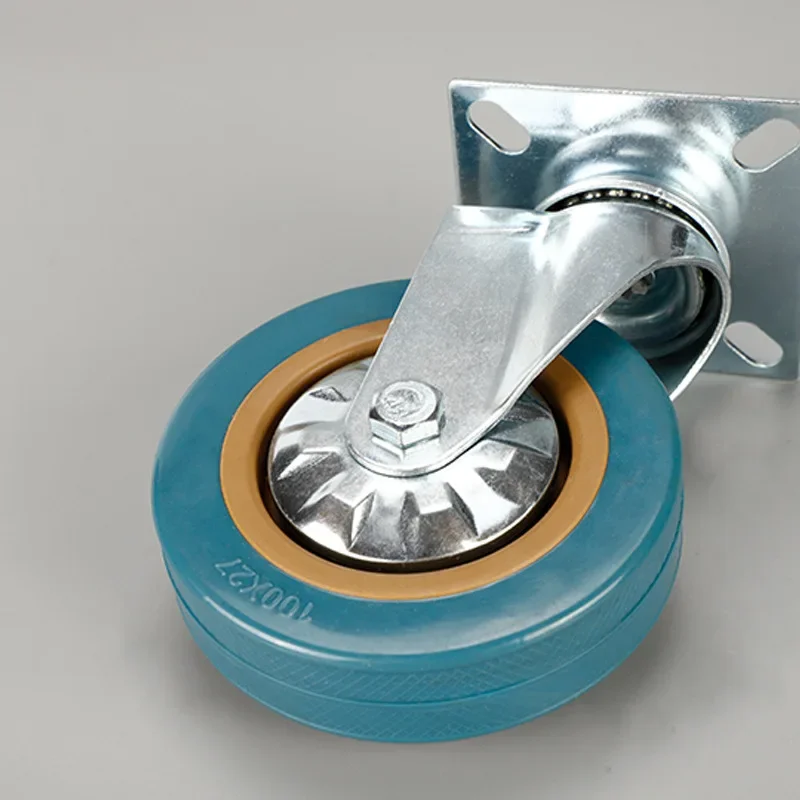 4 Pcs 5-Inch Gray PVC Casters with Swivel And Rigid Options Dual Brake System Screw-on Rubber Wheels for Heavy Load Applications