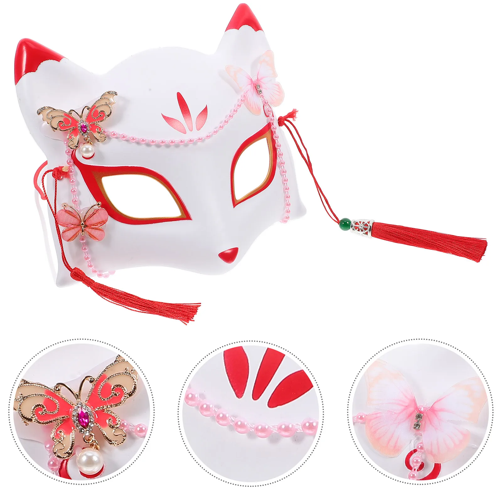

Half Face Mask Costume Halloween Foxy Cosplay Furry Costumes for Party Decorative Blindfold Child