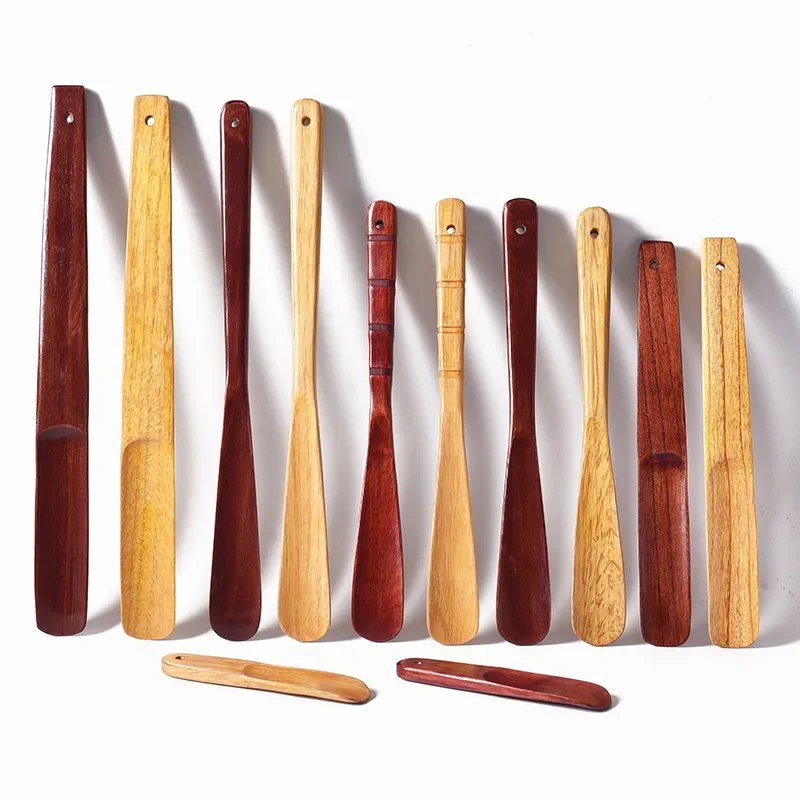 Solid Wood Shoe Horn 16-40cm Short Handle for Elderly Pregnant Women Shoe Spatula Home Hotel Comfortable Slip-On Spoon-Shaped