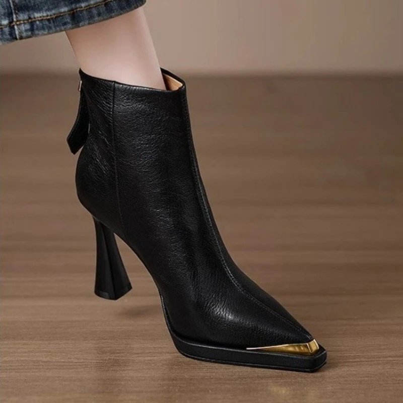 

Fine Heel Back Zipper Slimming Waterproof Platform Trendy Multi-purpose Comfortable Anti-slip Breathable Women's Short Boots