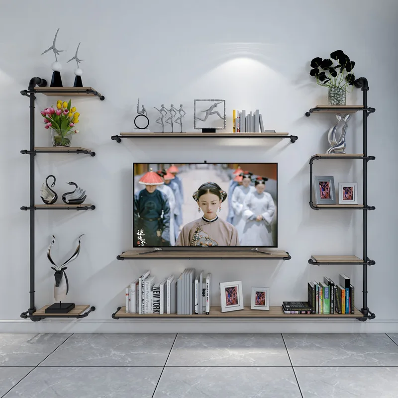 

TV background shelf simple living room bedroom creative large decorative shelf