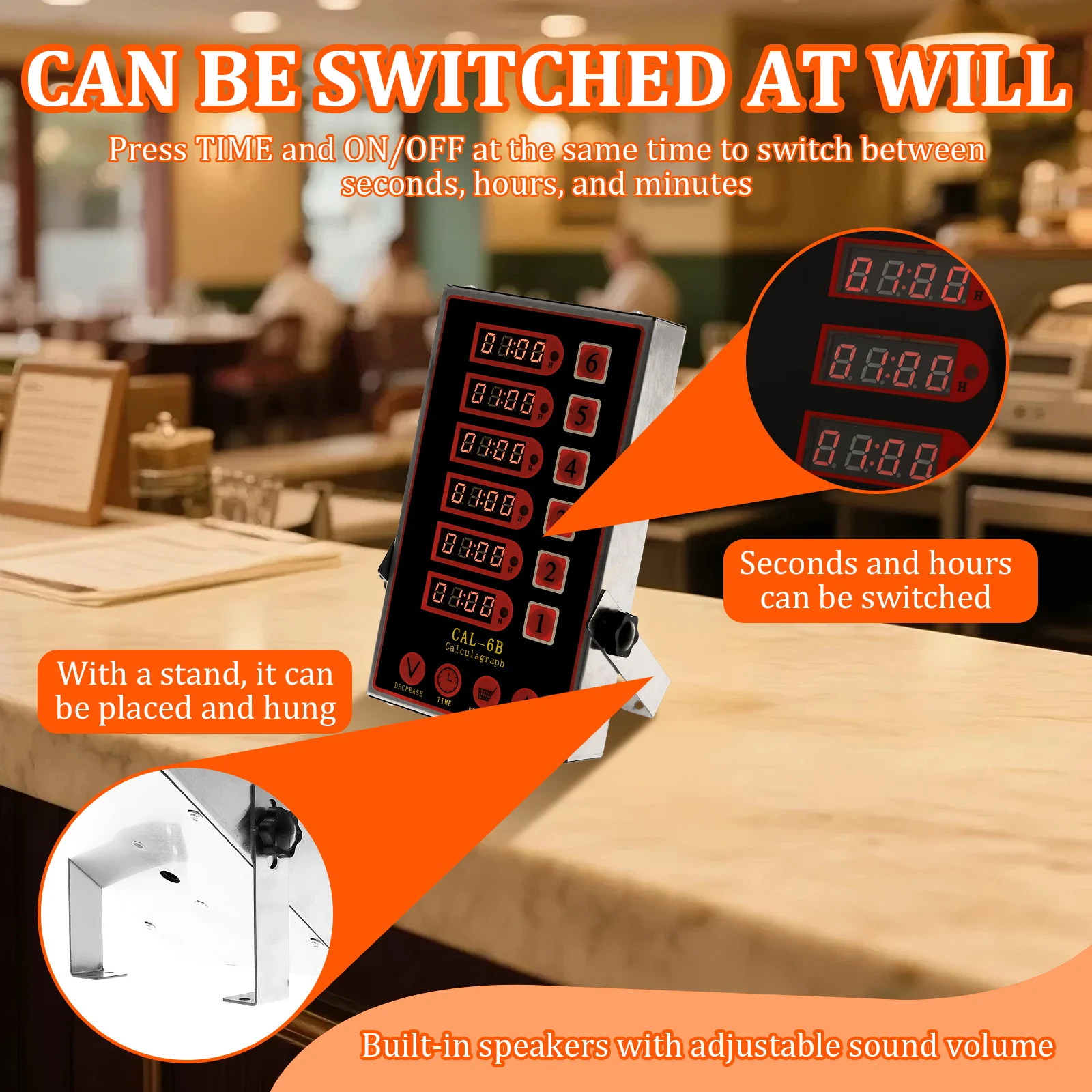 4/6 Channel Stainless Steel LED Technology Kitchen Timer Loud Alarm Digital Kitchen Timer Reminder Function Commercial Cooking