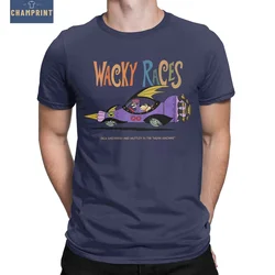 Men T-Shirt 60s Wacky Races Cartoon Funny 100% Cotton Tees Short Sleeve T Shirts Crewneck Clothing Printed