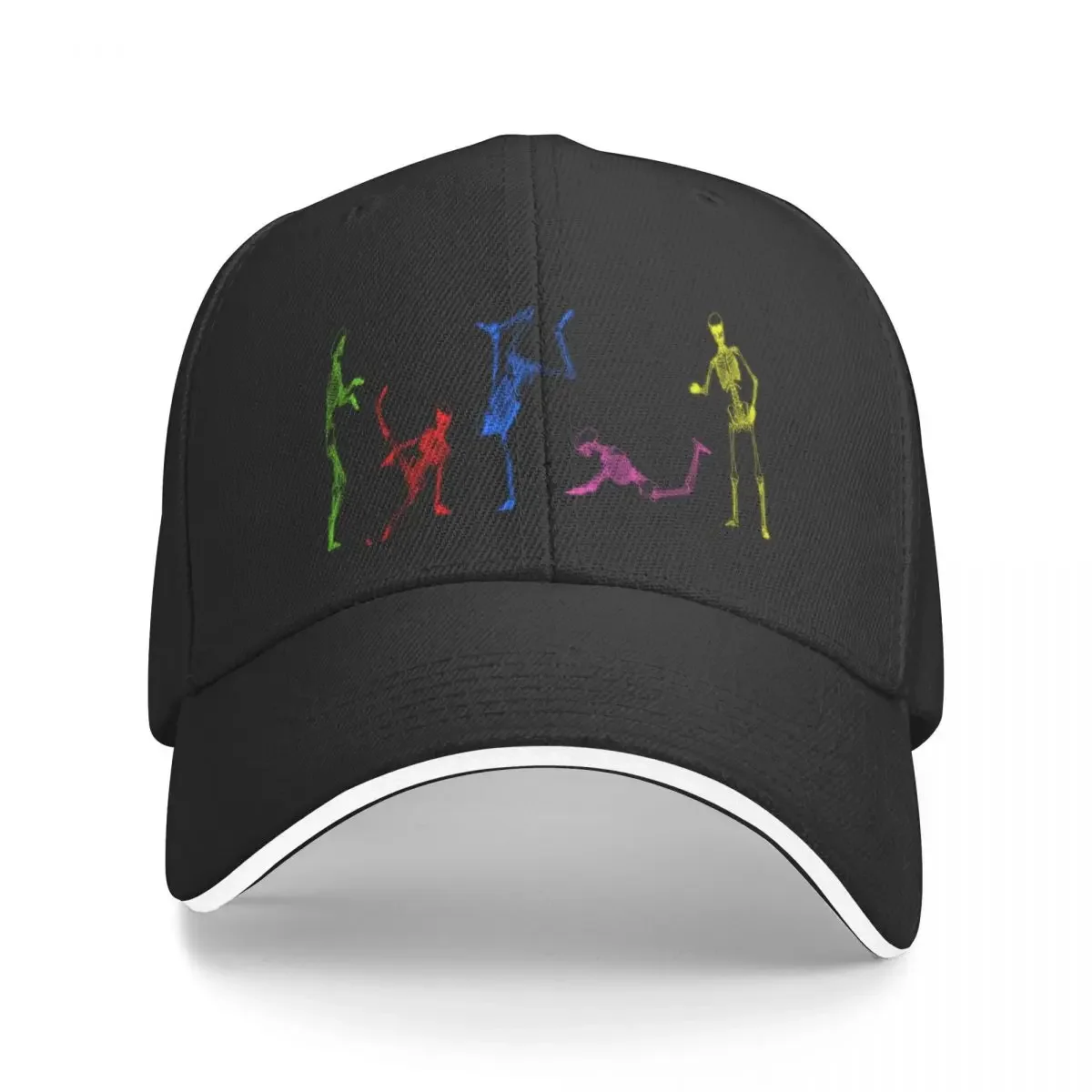 

Funny Neon Old School 80s Retro Break Dancing Skeletons Baseball Cap New In Hat black Sunscreen Hats Man Women's