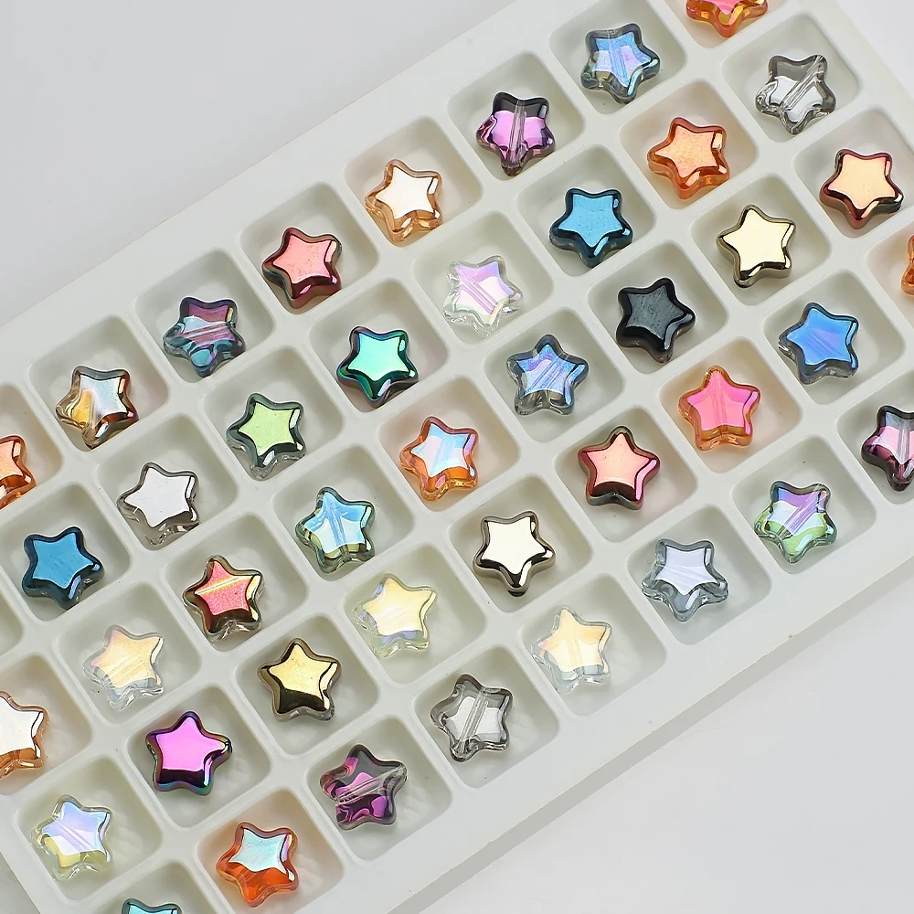 50Pcs/Lot Crystal Star Pendants 8mm Faceted Glass Loose Beads Handmade For Jewelry Diy Making Accessories Wholesale In Bulk