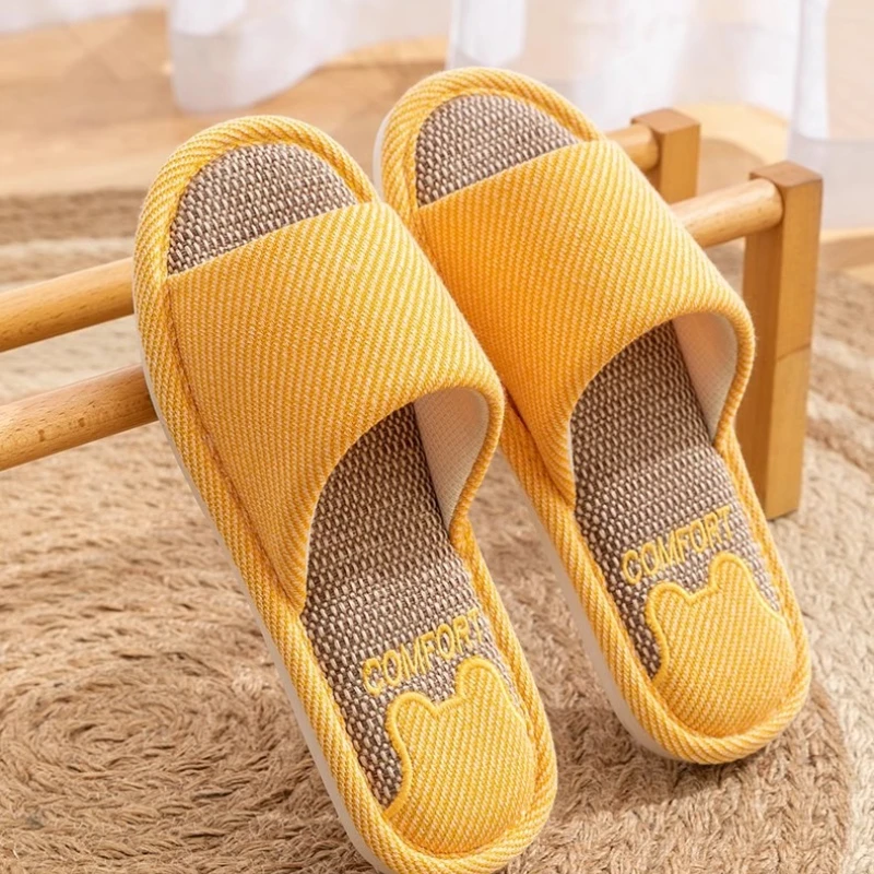 ربيع الخريف التعرق الصامت القطن الكتان الرجال أو النساء النعال تنفس داخلي المنزل المضادة للانزلاق لينة أسفل شبشب رجالي