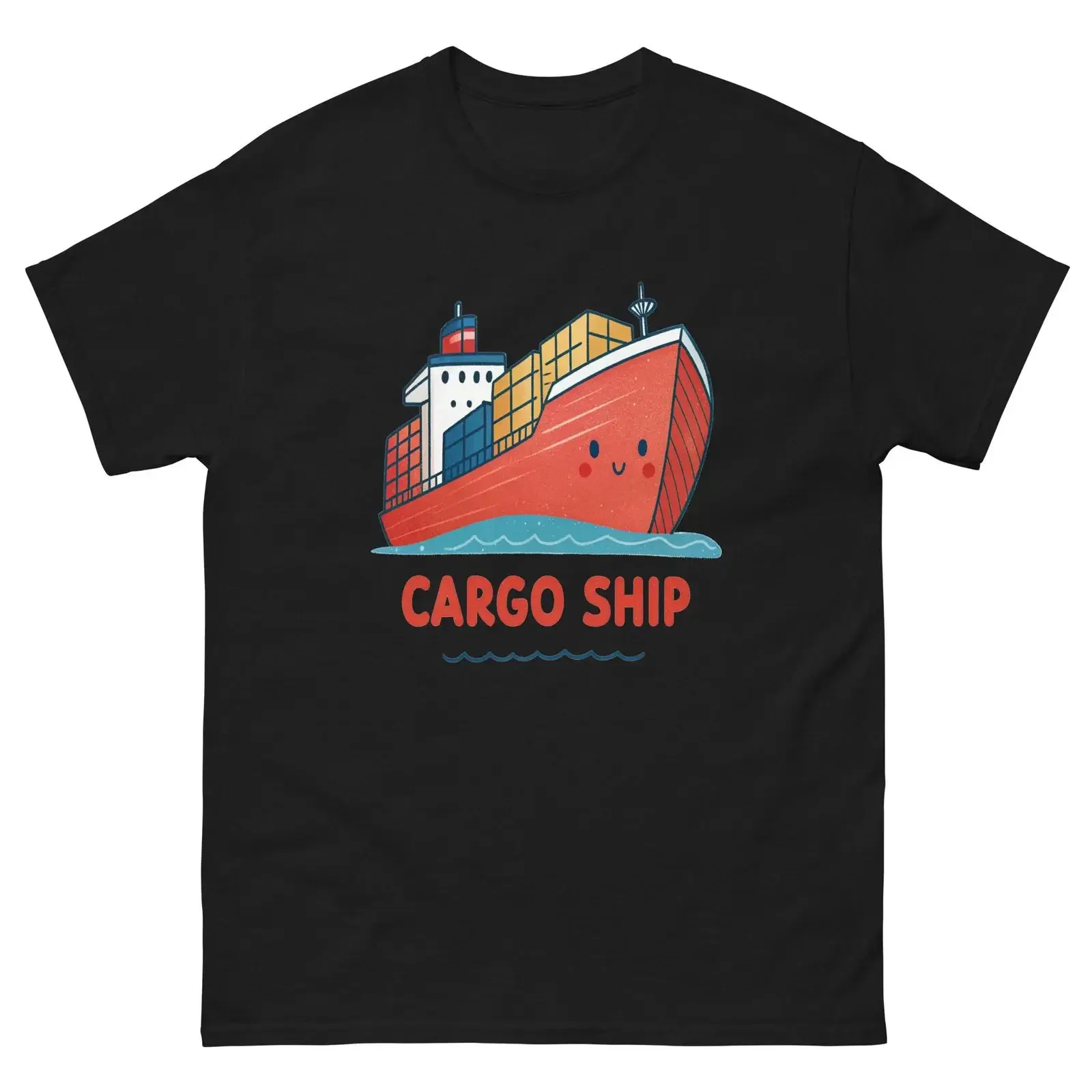 Cargo Ship Transportation Vehicle Illustration T Shirt Image 1 of 2 vintage Washed Soft Casual graphic Stretched Unisex Stylish