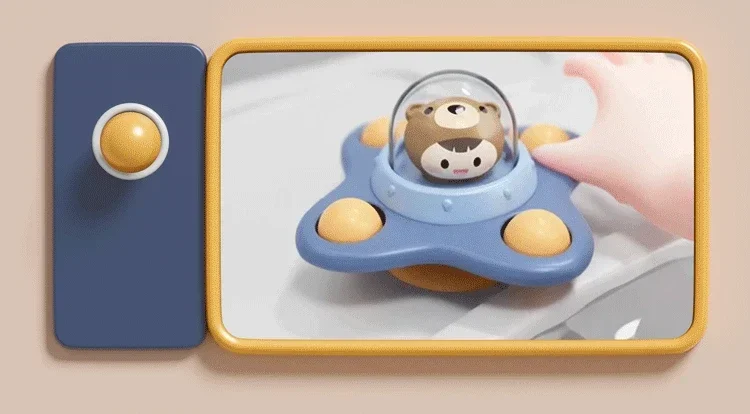 Jouet pour bébé avec ventouse amusante, ventouse rotative, tambour de dessin animé, puzzle, jouet pour enfants et garçons en cadeau