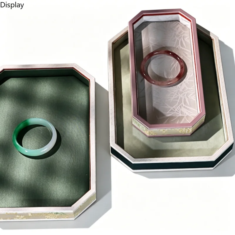 

Traditional Chinese Silk Tray, Pearl Necklace & Jade Display Plate, Photography Prop & Jewelry Storage Organizer