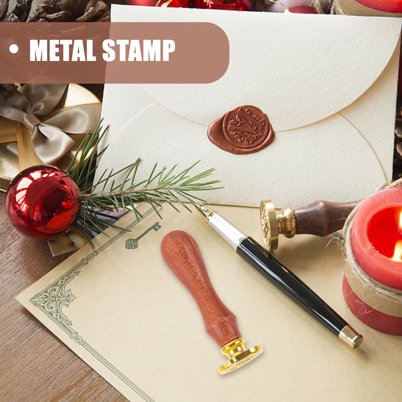 Wooden Handle Metal Head Wax Seal for Wedding Invitations Envelopes Wax Material DIY Crafts Letter Sealing