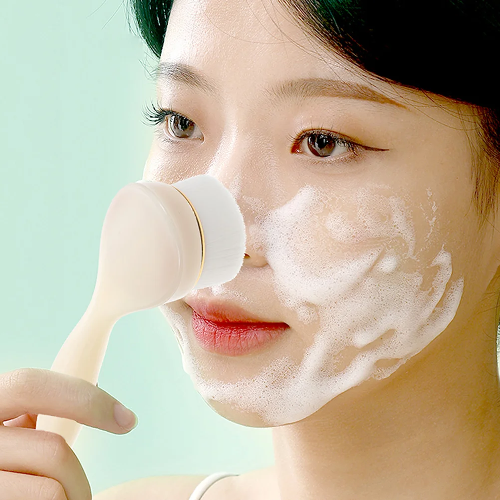 

2 Pcs Facial Cleaning Brush Long Handle for Deep Cleansing Exfoliating Blackhead Removing Face Massaging Portable Home Trip