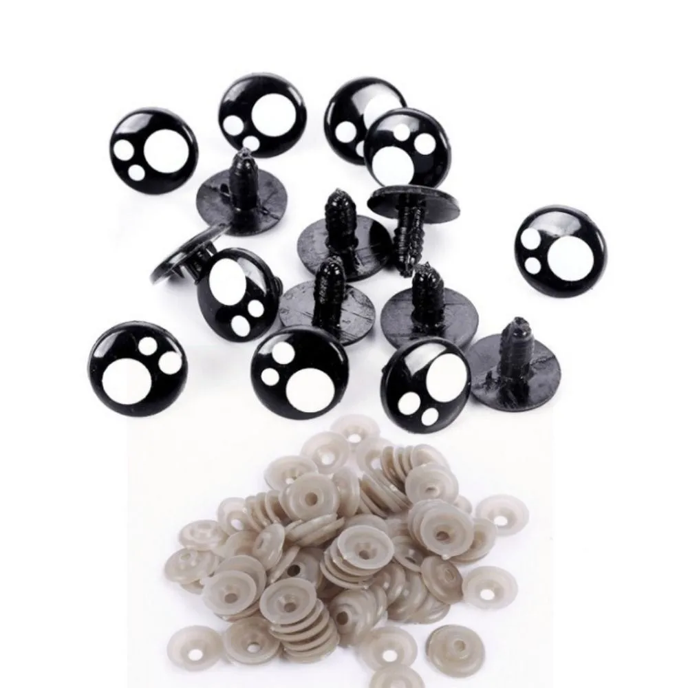 100pcs High Quality 8-16mm Plastic Safety Eyes Black 2Styles Animal Puppet Crafts Accessories For White Bear