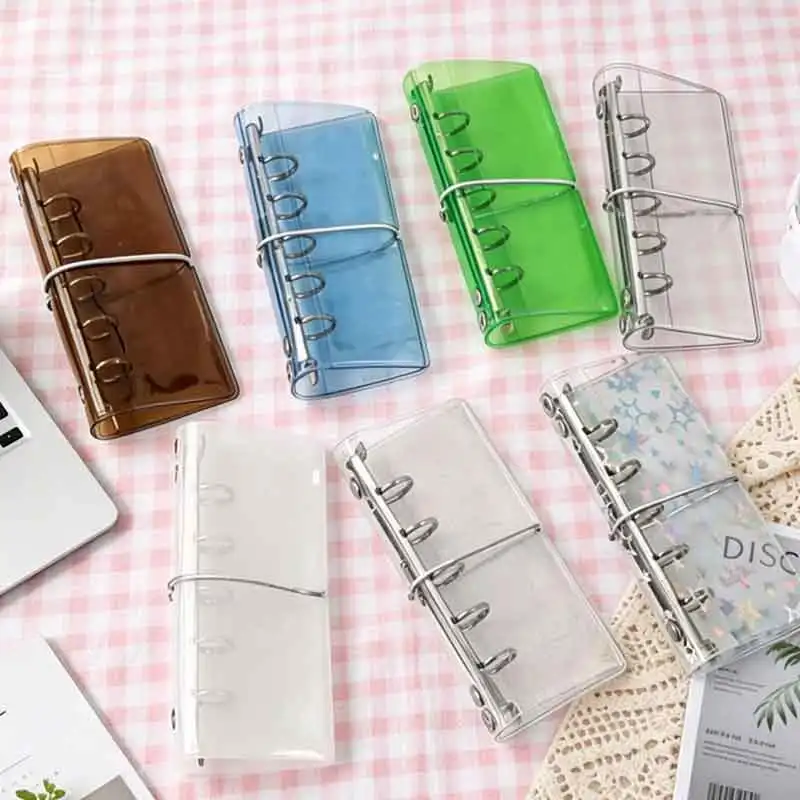 2pcs/Lot INS Transparent PVC Binder Notebook M2.5 DIY Loose-leaf Journal with Elastic Band Photo Card Organizer Stationery Lover