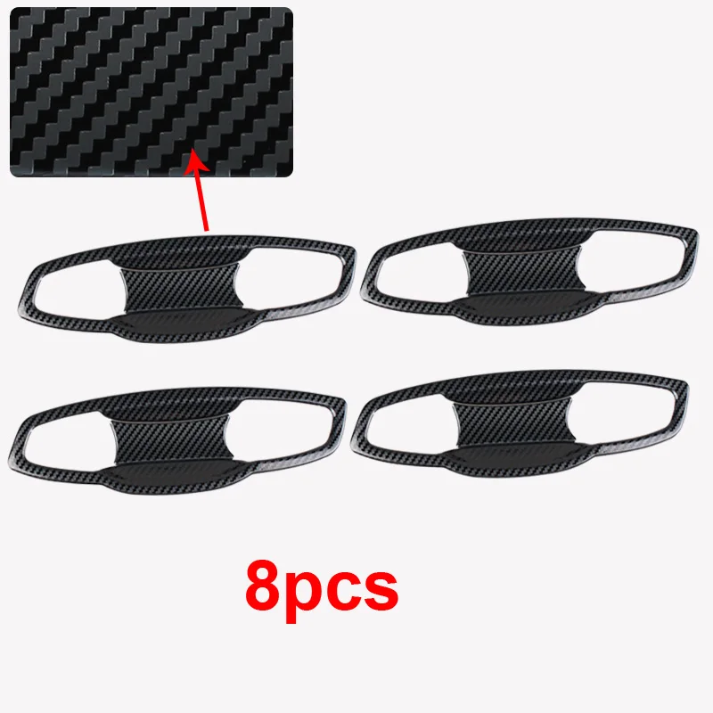 4pcs for SKODA KODIAQ 2022-2023 GT Sportline Outside Door Handle Bowl Decoration Cover Carbon Fiber Pattern Stainless Steel