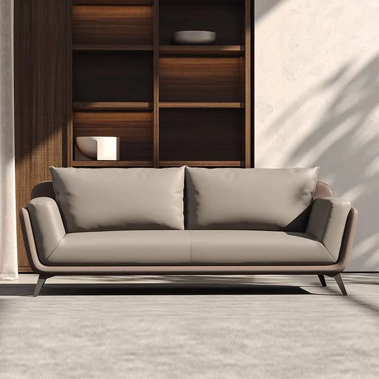 

Liyu Furniture Wood Grain Leather Office Sofa for Business Meeting Area Reception Room Meeting Room Coffee Table Combination