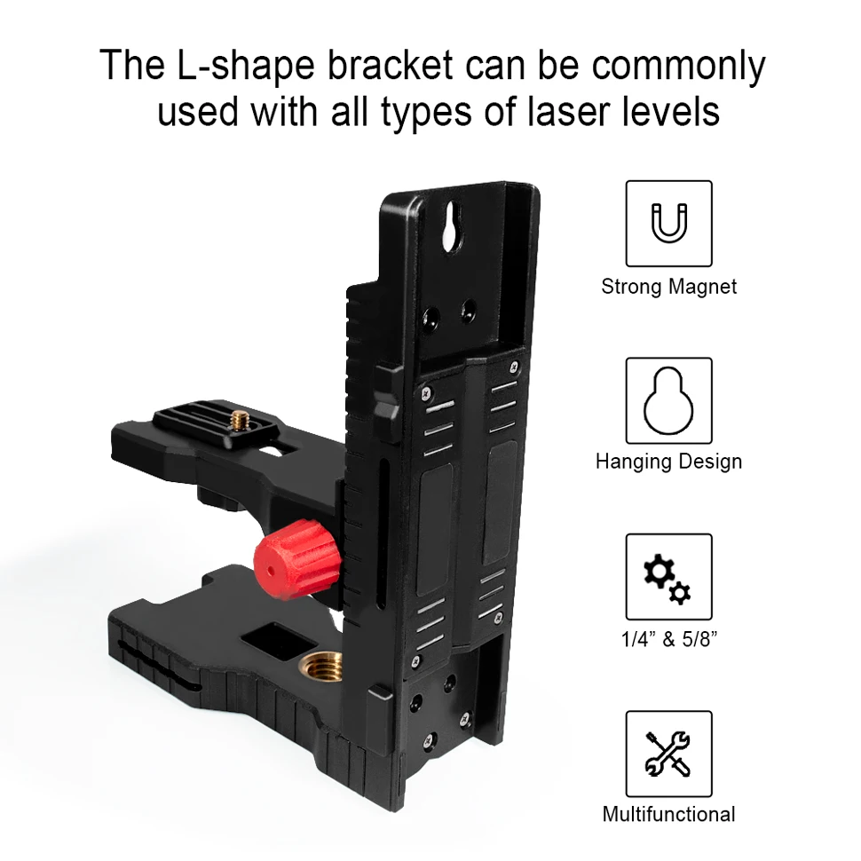 CLUBIONA Strong Magnet Adjustable Laser Level Bracket L-bracket Wall Mounted Holder Leveling Support Hanger for Universal Use