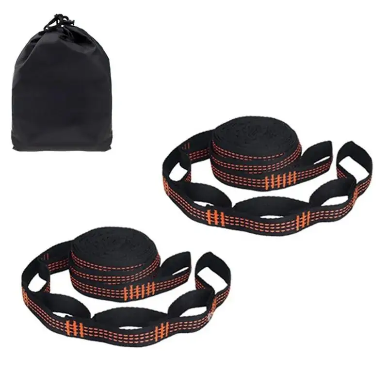 2 Pcs/Set Hammock Straps Special Reinforced Polyester Straps 5 Ring High Load-Bearing Barbed Black Outdoor Hammock straps