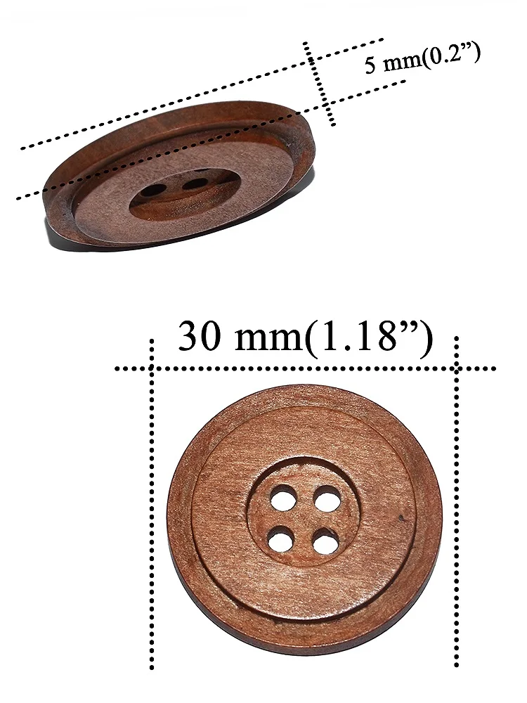 Fire Big Double-Deck Wooden Buttons, Stereoscopic Round Buttons, Sewing Accessories, Clothes, 5PCs, 10PCs, 15PCs, 30mm