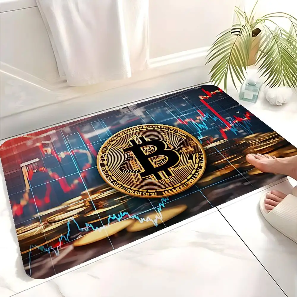 Classic B-Bitcoin Fashion Entrance Door Mat Nordic Style Home Doormat Bathroom-Toilet Mats Bedroom Hotel Decor Mat