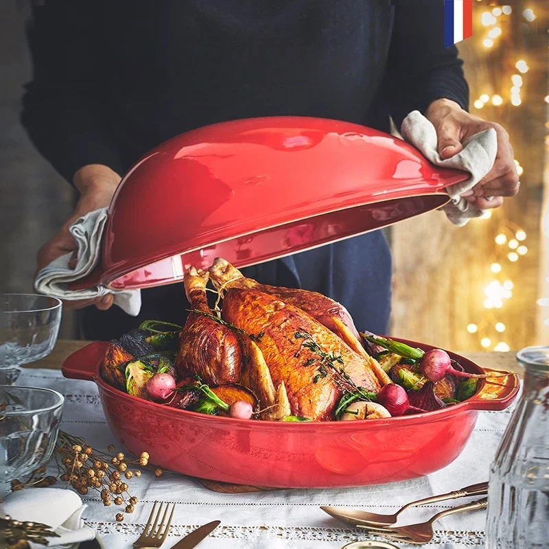 Ceramic baking pan with lid Grilled turkey Grilled fish Oven Household baking utensils