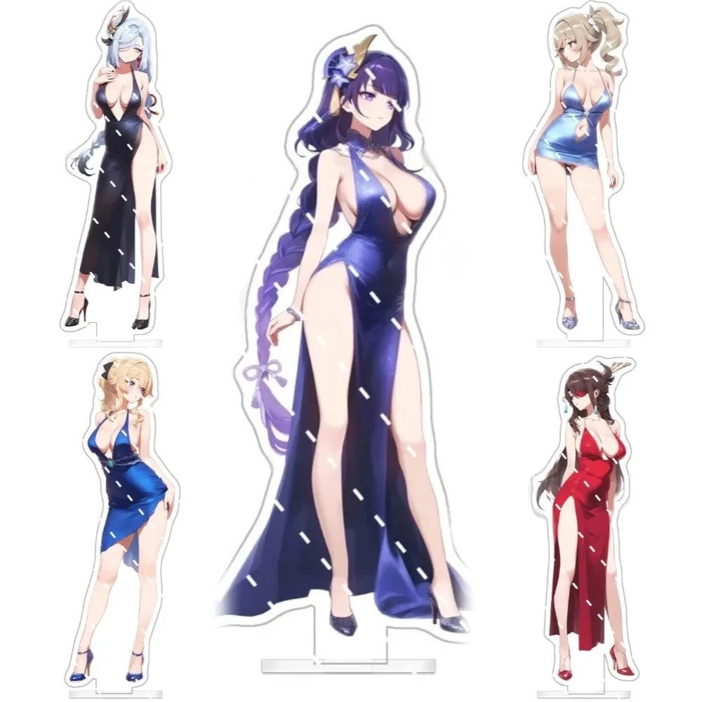 Genshin Impact Evening Dress High-heeled Shoes Acrylic Stand Ganyu Yae Miko Shenhe Barbara Lisa Beidou Figure Display Collection