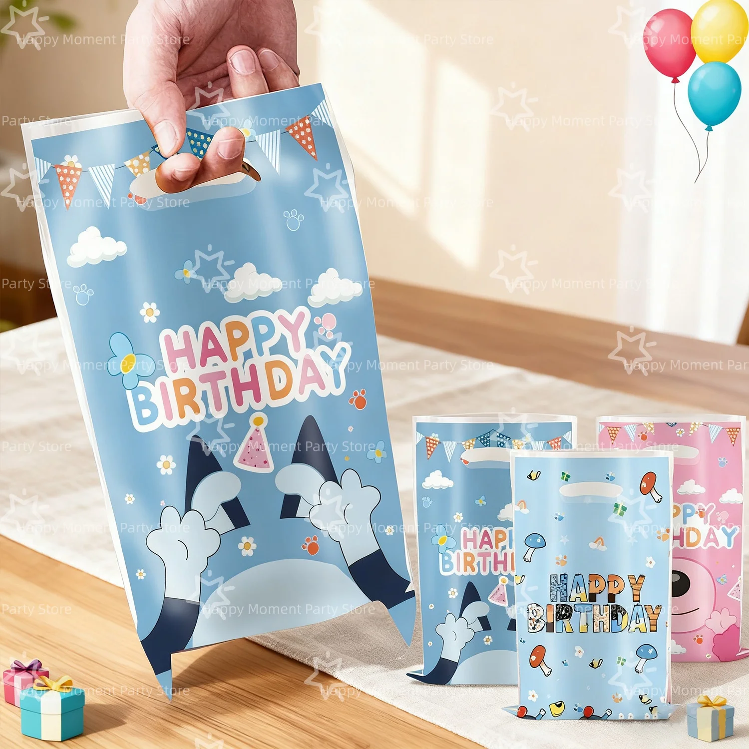 Blue Dog Gift Bag New Cartoon Dogs Birthday Party Decoration Goody Biscuit Loots Candy Bag Packaging Carton Dog Party Supplies
