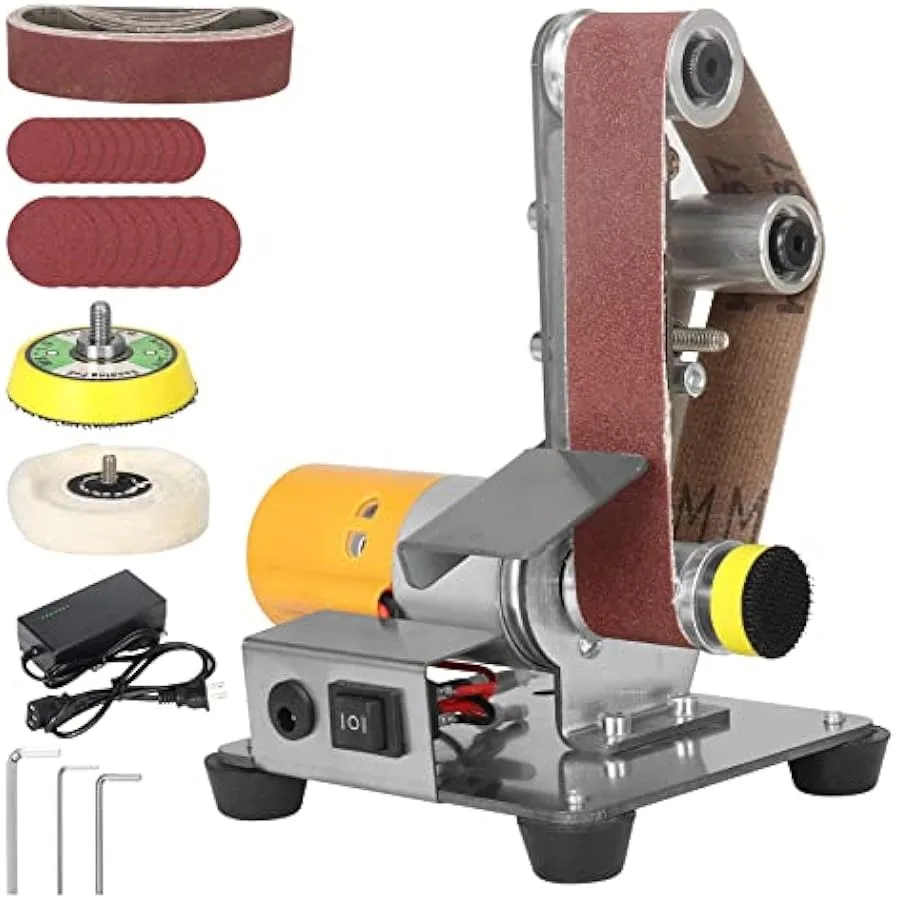 Electric Belt-Sander Polishing-Grinding Knife Sharpener 7 Speed Adjustable Mini Power Sanding Machine Bench Grinder 13x1.2inch