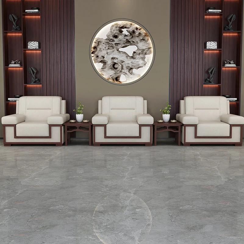 Leading VIP Reception Room Conference Sofa Coffee Table Combination Office Sofa Single Seat Chinese Fabric Reception Sofa