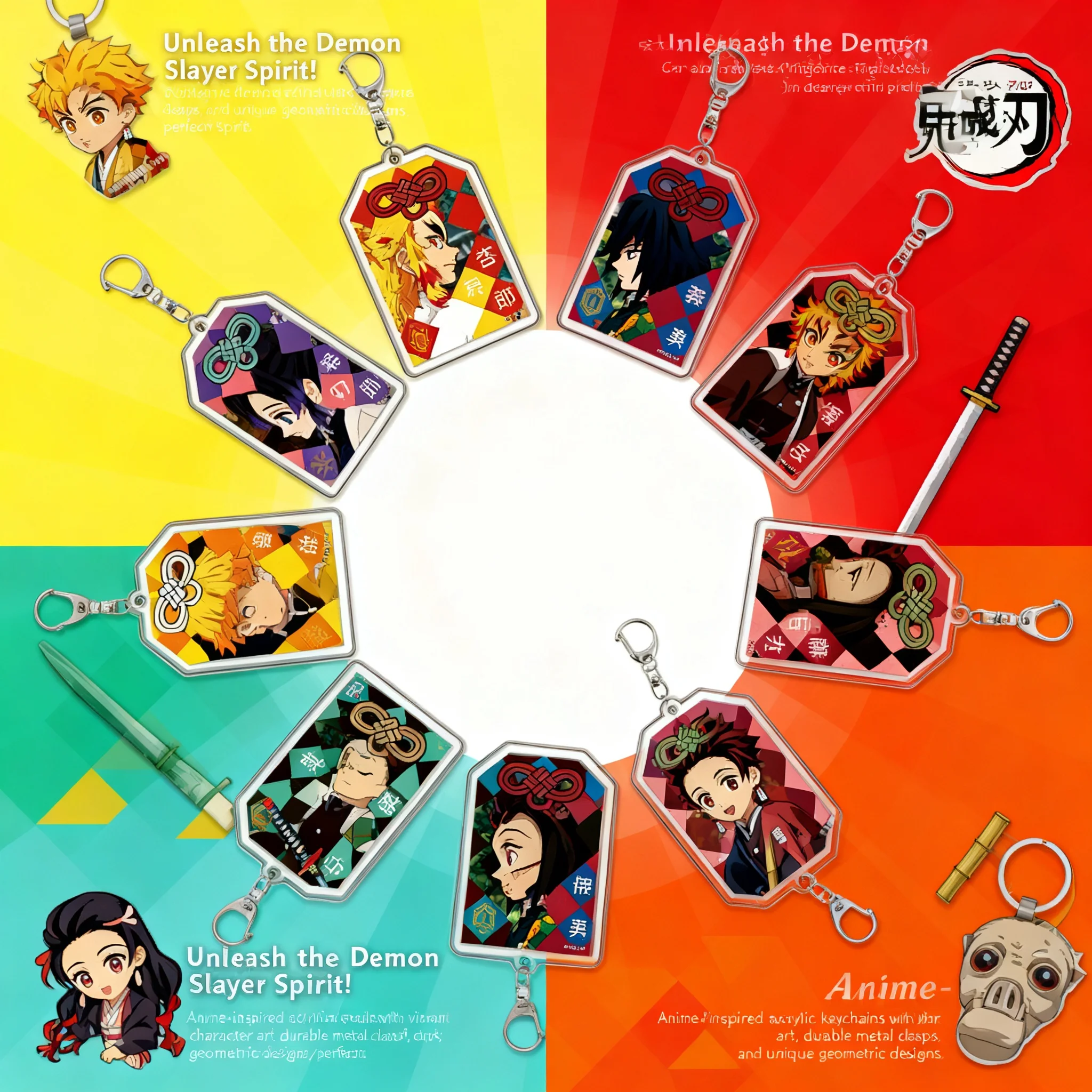 

Demon Slayer Acrylic Keychain Kamado Tanjiro Agatsuma Zenitsu Anime Accessory Pendant Charm Cosplay Gift for Fans Collection