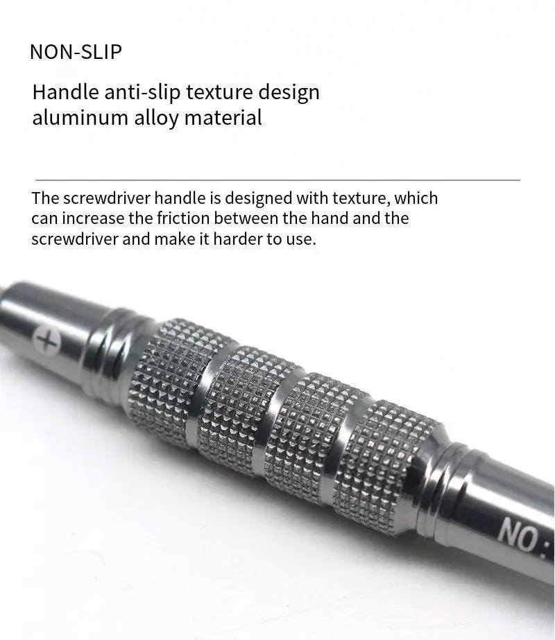 S2 Legierungsstahl Präzisions-Schraubendreher Aluminium Rutschfester Griff 360° Geräuschlos Magnetische Spitze für iPhone Samsung Huawei Reparaturen – Detail 6