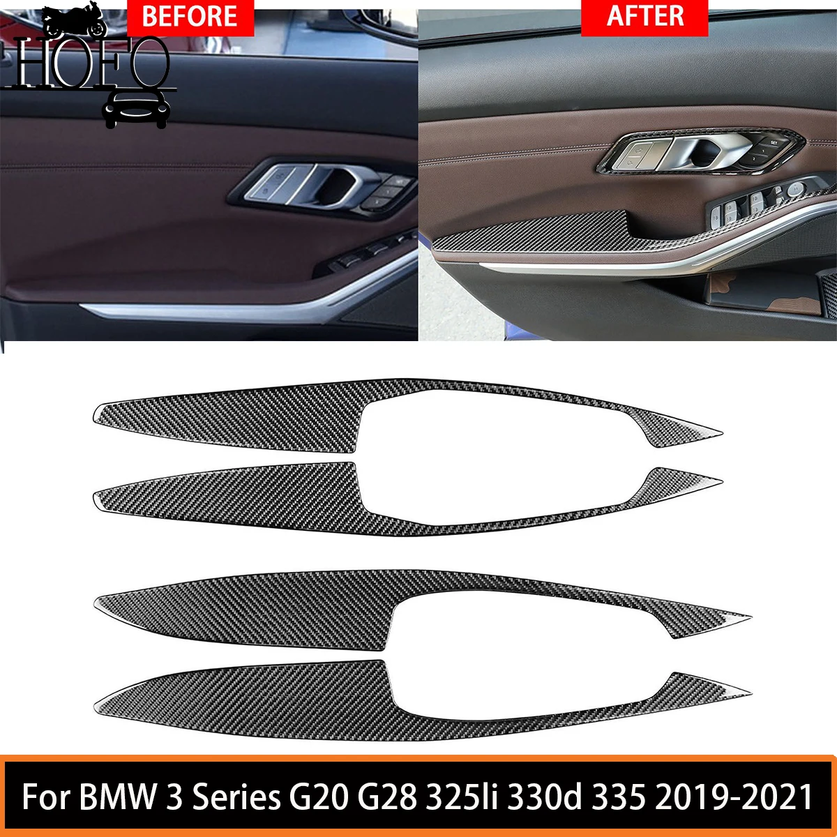 

Carbon Fiber Car Interior Door Panel Grab Handle Covers Protective Trim For BMW 3 Series G20 G28 325li 330d 335 2019-2021