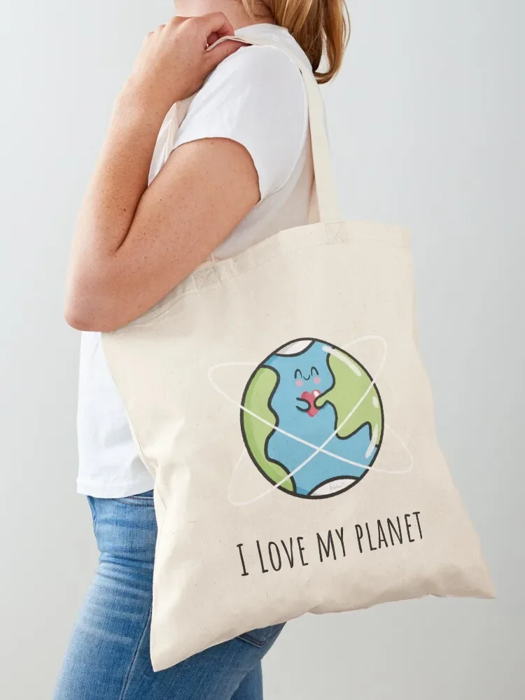 I love my planet Tote Bag shopping bags foldable shopping bag shopping trolley bag Fabric