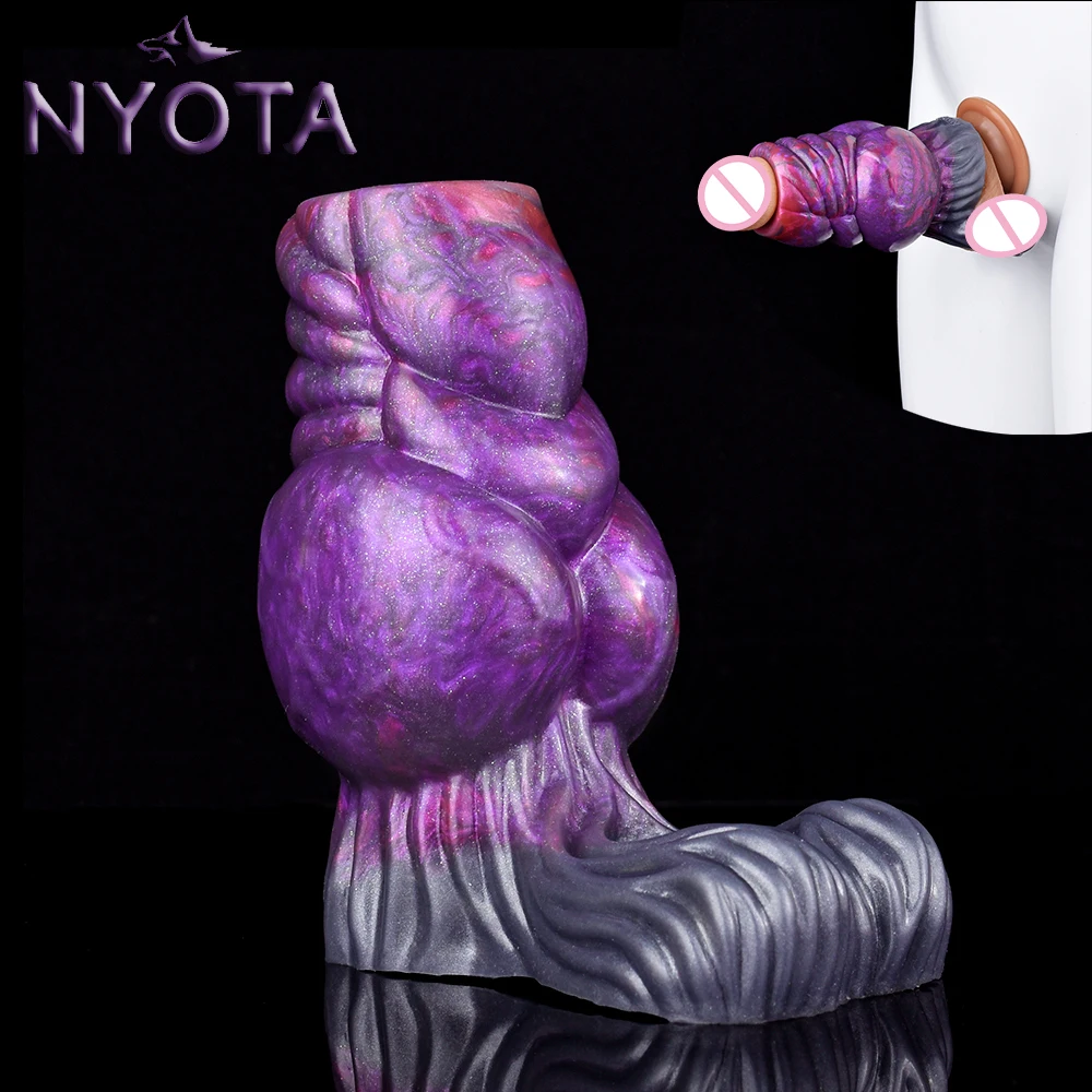 

NYOTA Big Knot Penis Sleeve Sheath Soft Silicone Sex Toys Cock Enlargement With Anti-drop Ring Hollow Dildo Male Masturbator