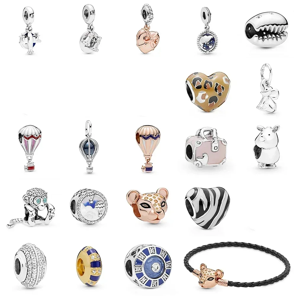 

2019 Summer New 100% 925 Sterling Silver Lion Princess Charm Hot Air Balloon Bead Pendant Fit DIY Bracelet Original Jewelry Gift