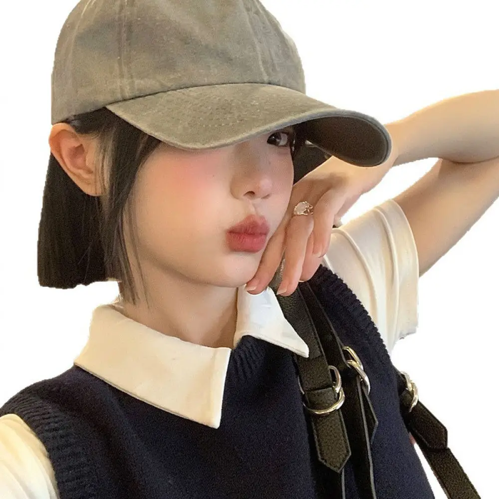 Washed Denim Baseball Cap Unisex Soft Top Retro Letter Hat Breathable Sun Protection Visor Casual Streetwear Hat
