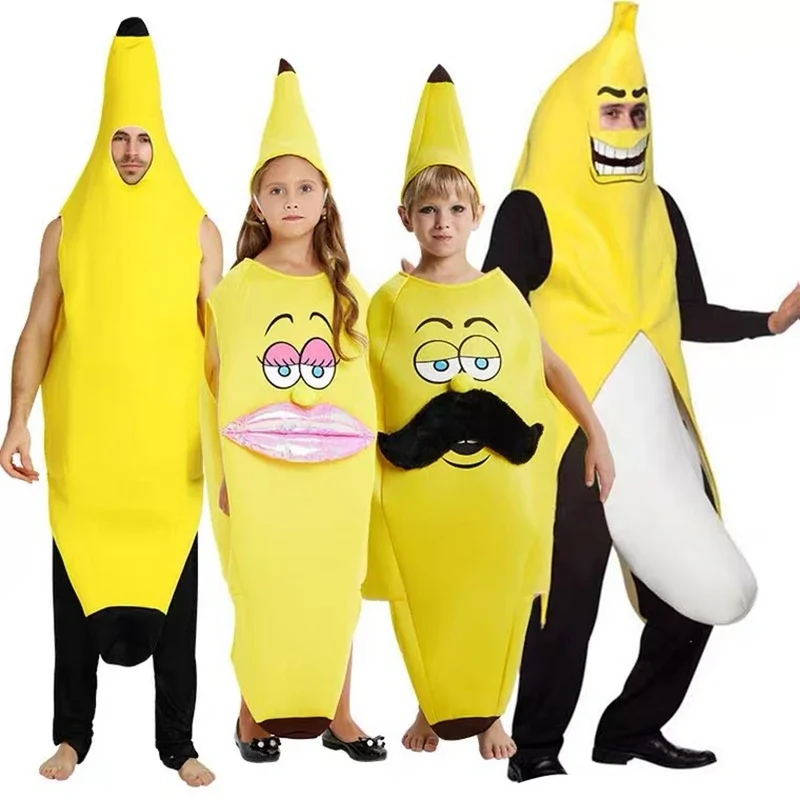 

Adult Children Carnival Clothing Funny Banana Suit Cute Yellow Costume Light Halloween Fruit Fancy Party Festival Dance Costume