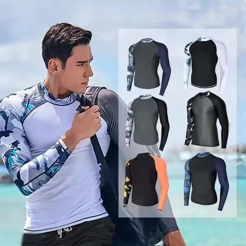 

Diving Suit for Men Swimsuit Long Sleeved Sunscreen Quick Drying Rash Guard Surfing Suit Snorkeling Set Bathing Suit